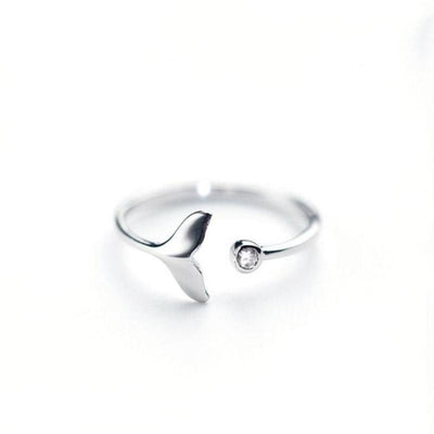 Delfin Svans Ring  i 925 Sterling Silver och Justerbar Zirkonia