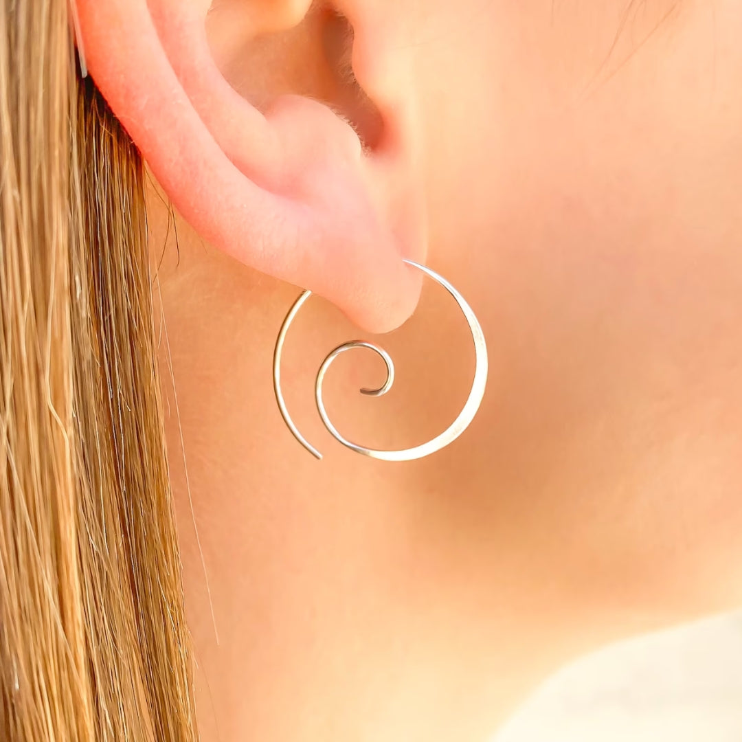 Silver Boho Spiral Örhängen