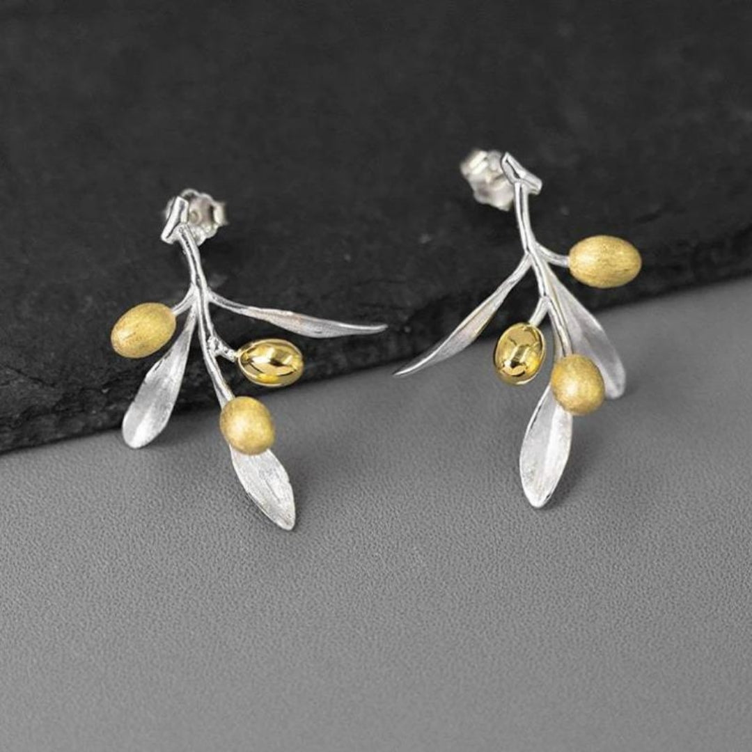 925 Sterling Silver Olive Tree Boho örhängen