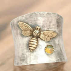 Boho Bee Ring i Antikt Silver