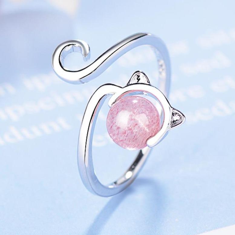 Rosa Kattunge Ring i 925 Sterling silver och Agat