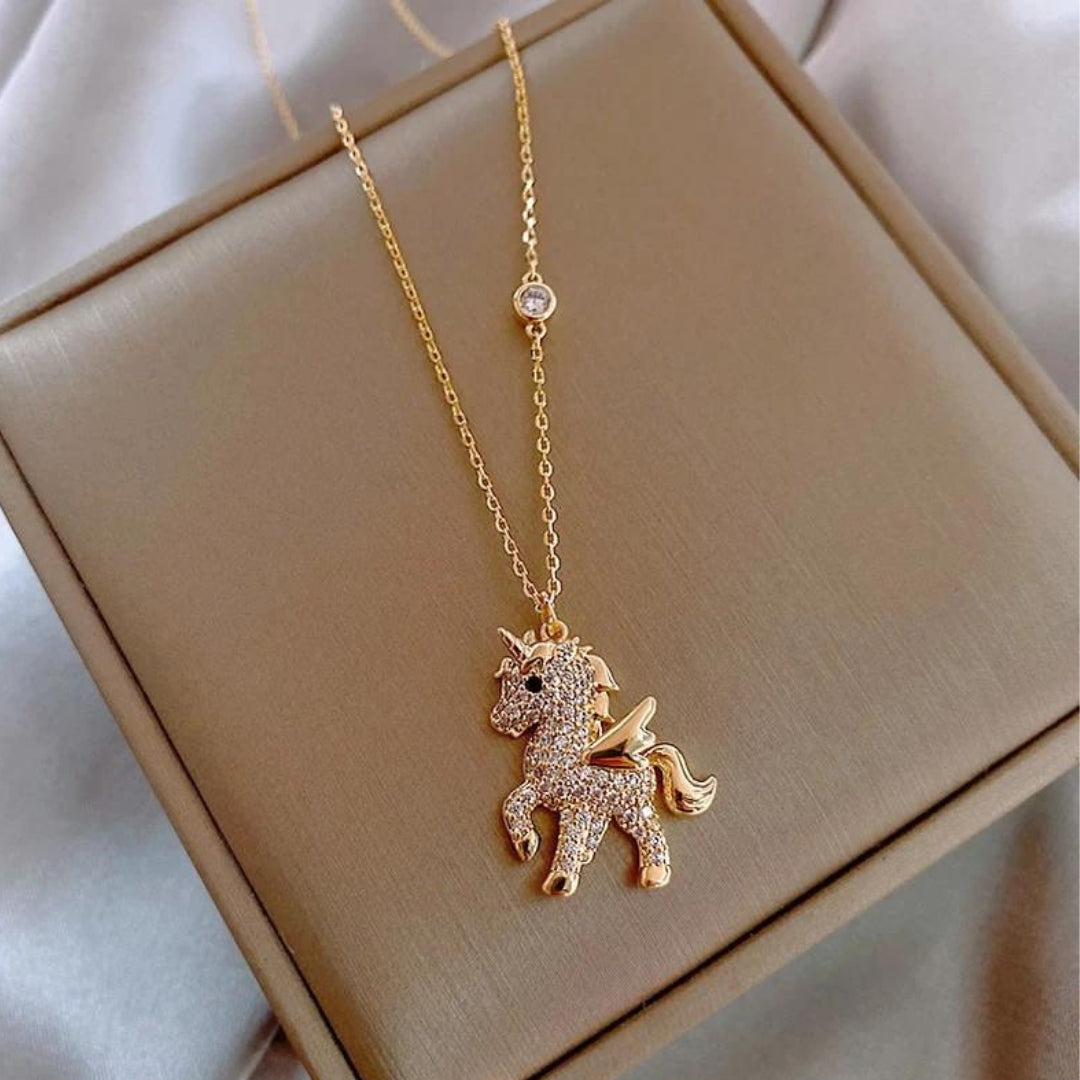 Golden Unicorn Glitter Halsband