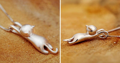 925 Sterling Silver Playful Kitty Halsband