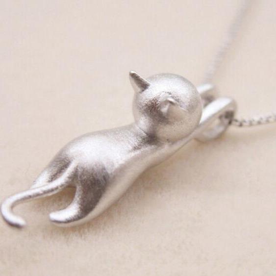 925 Sterling Silver Playful Kitty Halsband